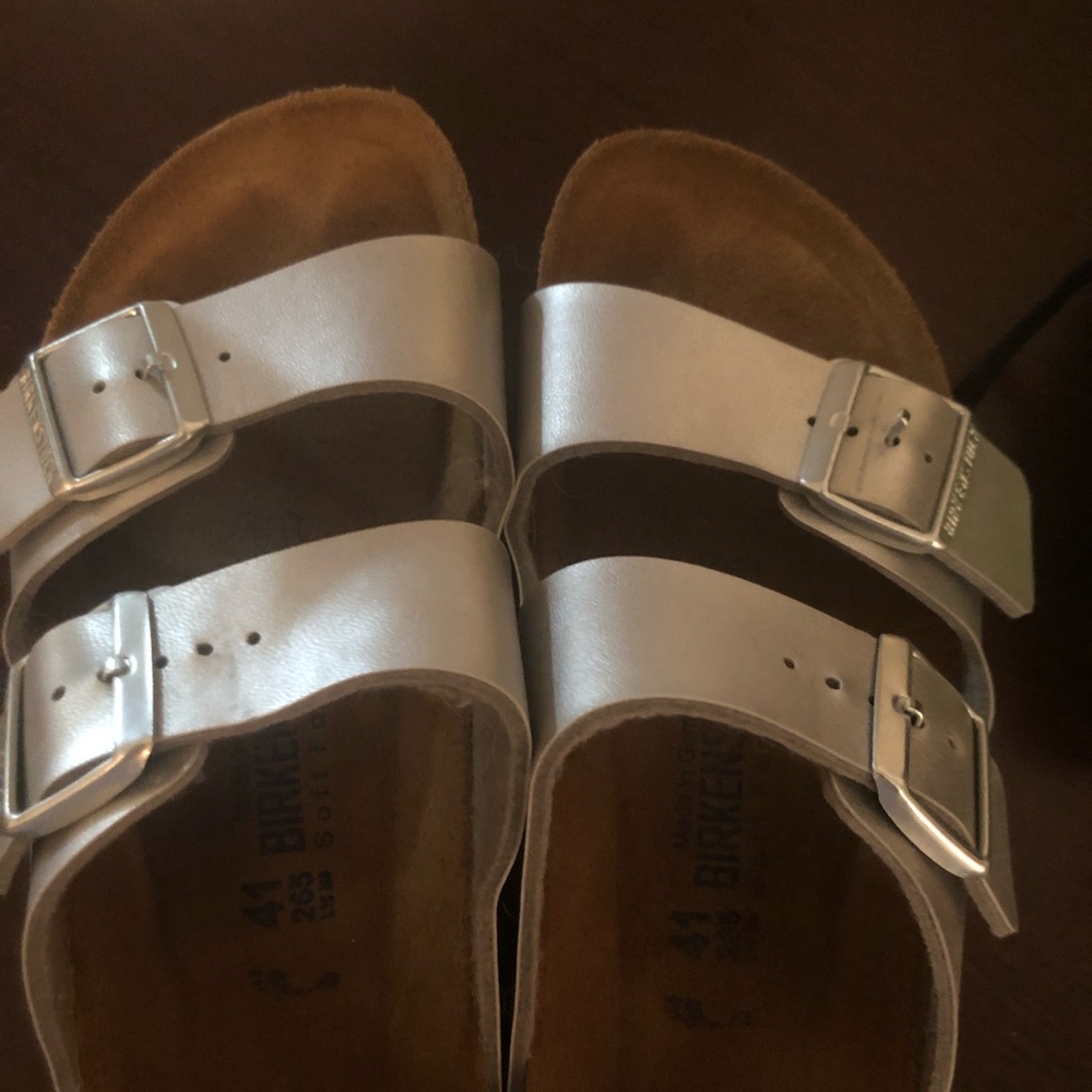 Silver Birkenstock sz 41